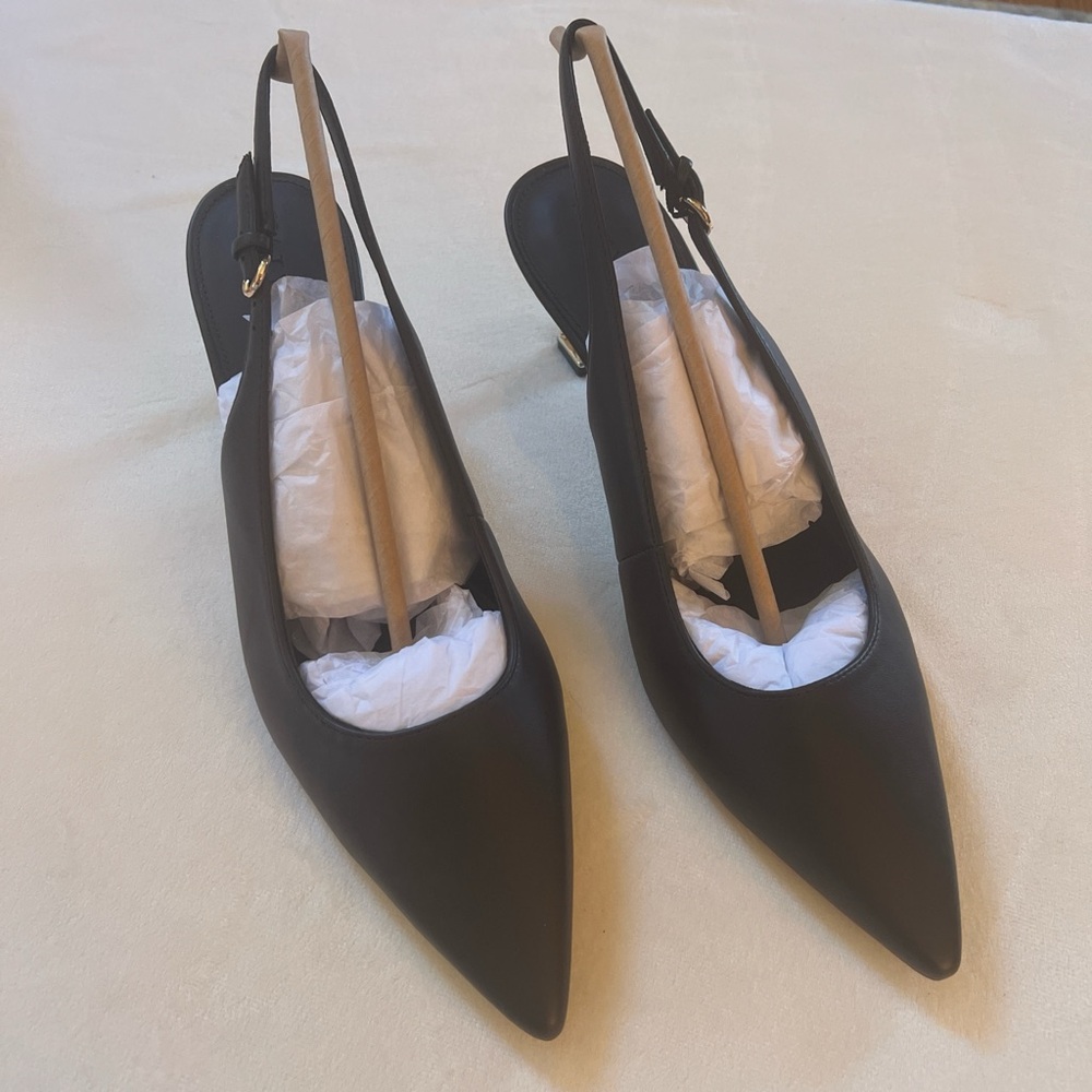 Katy Perry Collections Oceanview Sling Back Coffee Faux Nappa Gold Heel size 8.5 - Picture 3 of 8